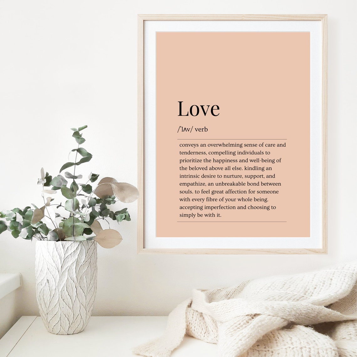Love Dictionary Definition Peach Background Typography Wall Art - Image 3