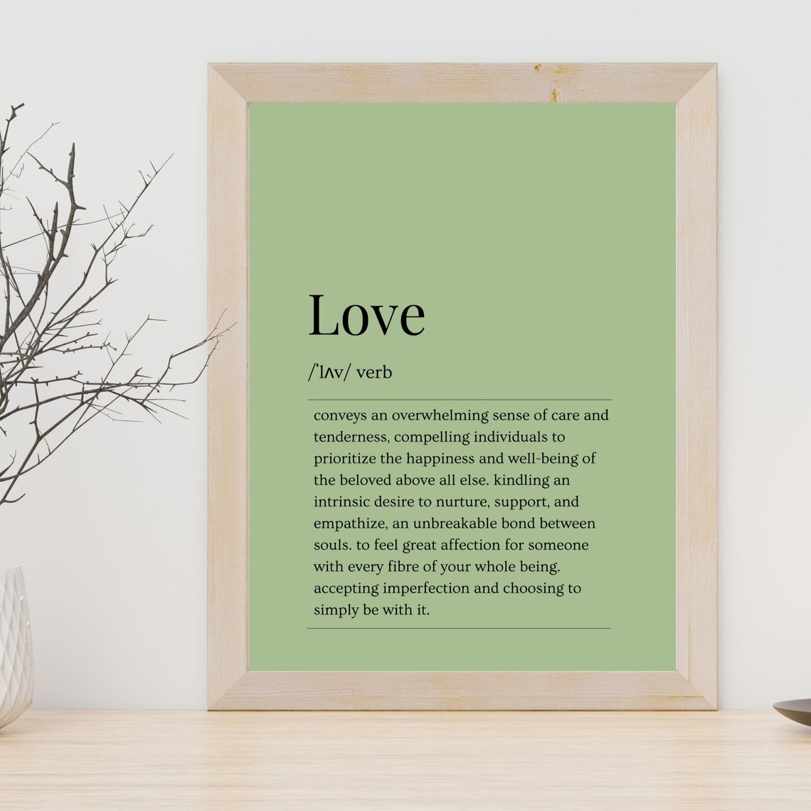 Love Dictionary Definition Green Background Typography Poster - Image 7