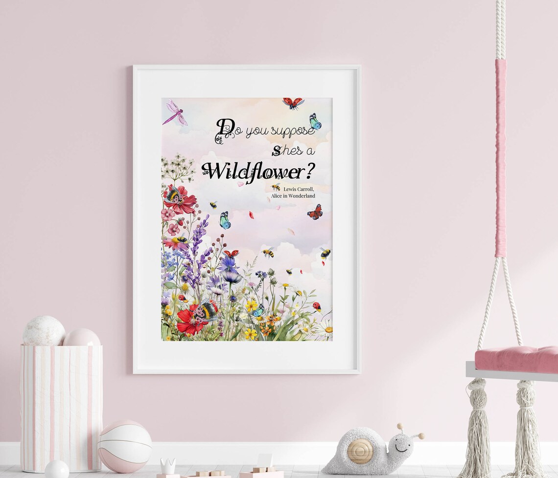 Alice In Wonderland Wildflowers Nursery Art Print - Image 5