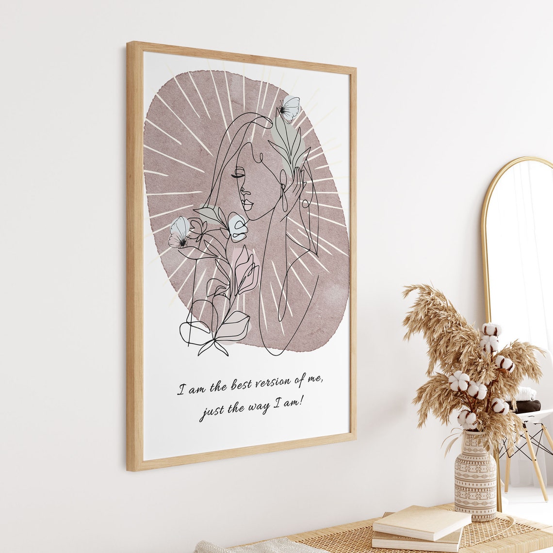 Best Version of Me Self Love Boho Floral Line Art Wall Poster - Image 7
