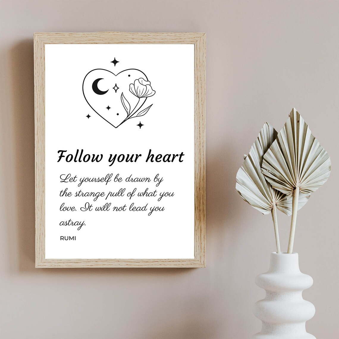 Rumi Follow Your Heart Quote Celestial Heart Minimalist Poster - Image 7