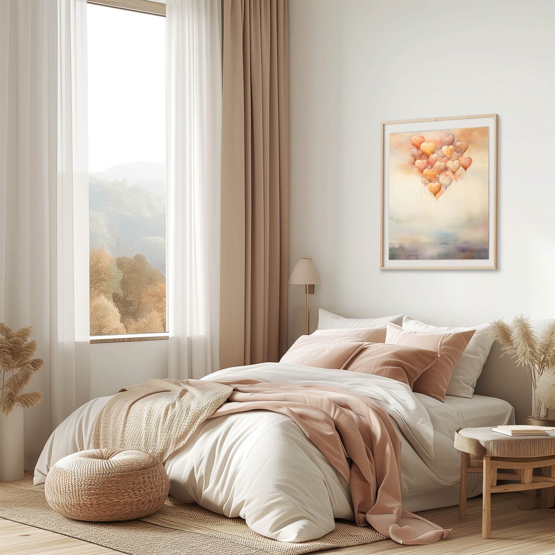 Heart Balloons Neutral Watercolor Valentine Love Wall Poster - Image 7
