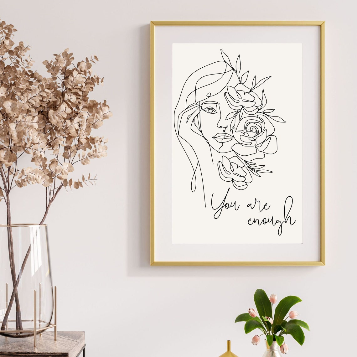 Female Inspiration Wall Art Inspirational Teens Art Motivational Posters Mental Health Gift You Are Enough Sign Self Love Almond Lia002 - Image 7