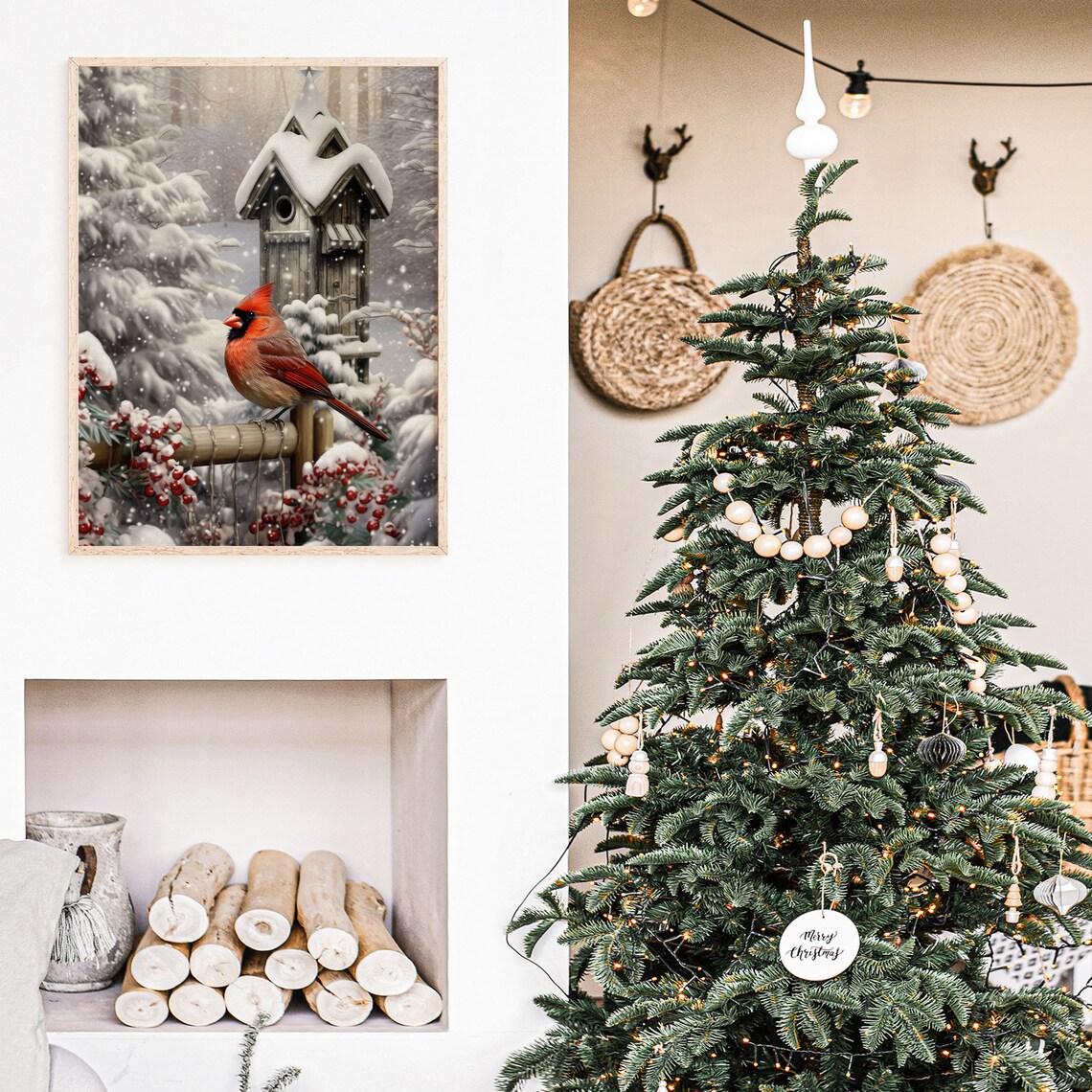 Christmas Red Cardinal Winter Snow Art Print - Image 5