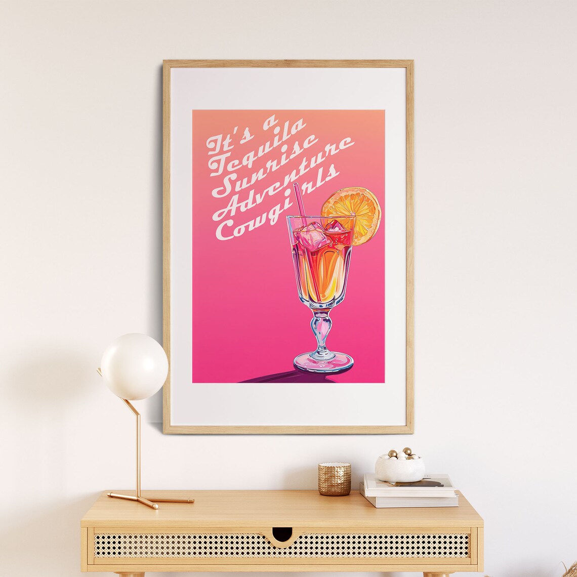 Tequila Sunrise Adventure Cowgirls Cocktail Retro Art Poster - Image 7