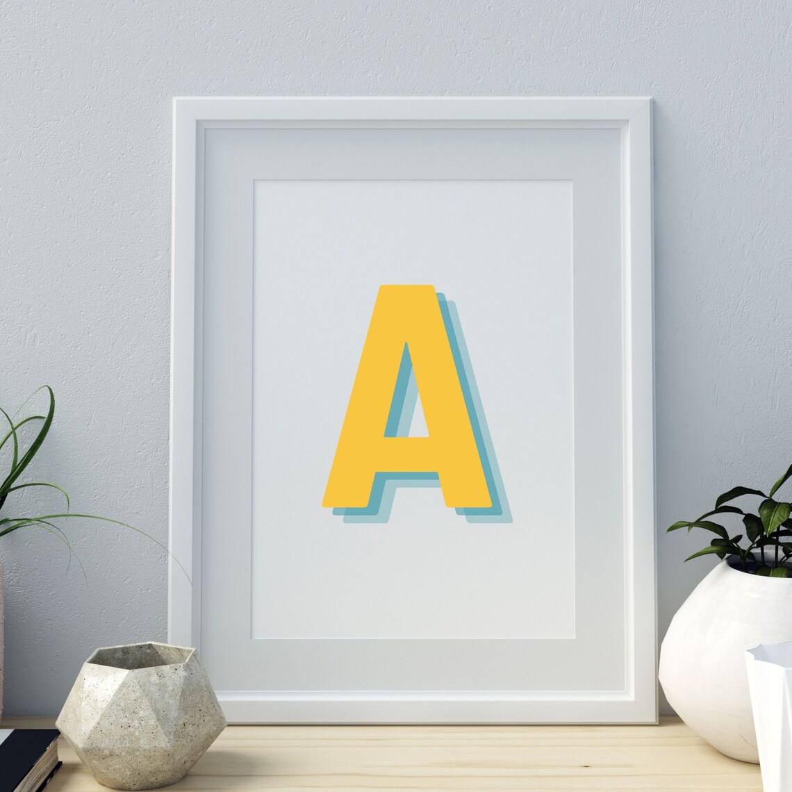 Retro 3D A Letter Monogram, Baby Initial Wall Art - Image 3