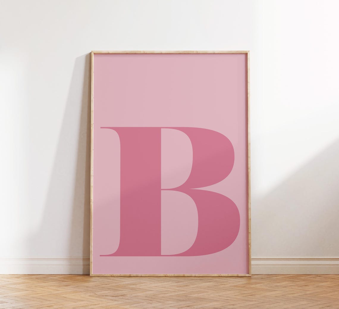 Letter B Pink Wall Art Print, Preppy Initial Decor - Image 3