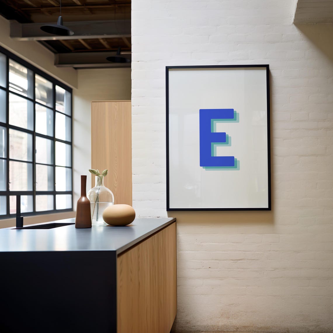3D Alphabet E, Modern Letter Decor - Image 3