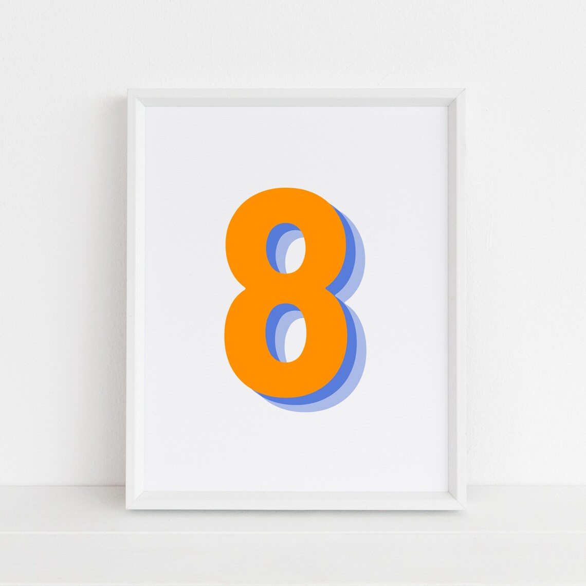 Retro 3D Number 8, Monogram Eight Poster