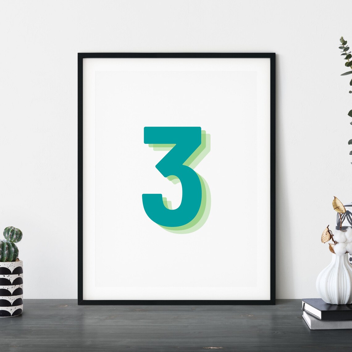 Retro 3D Number Three Birthday Age Poster - Image 5