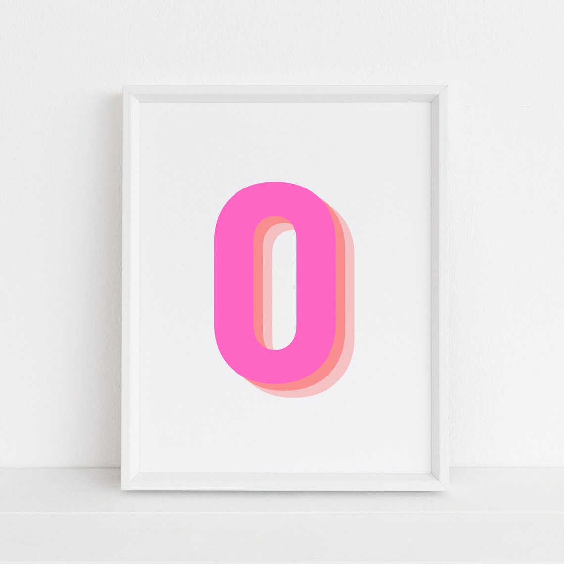 Retro 3D Number Zero, Monogram Birthday Age Art