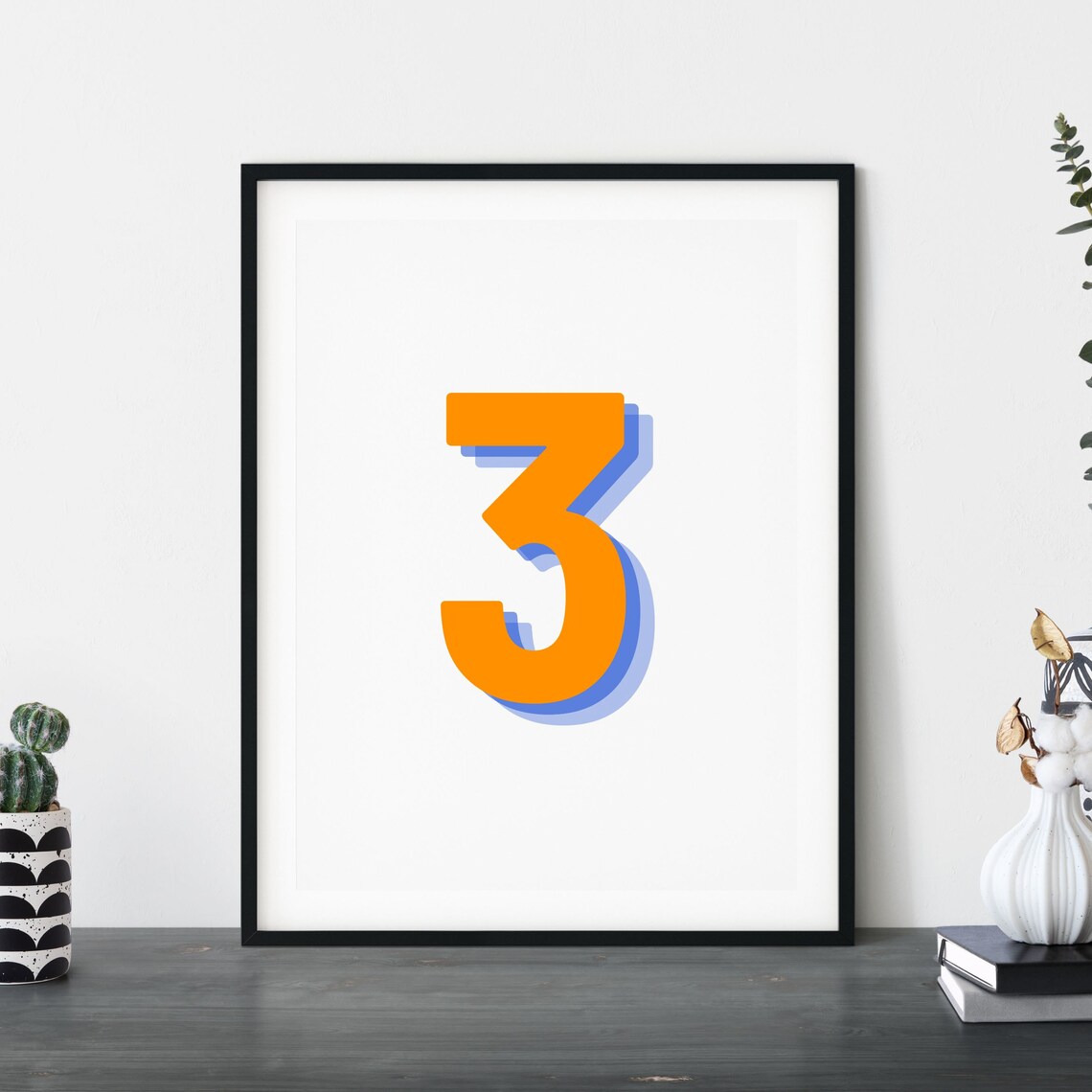 Retro 3D Number 3 Monogram Poster, Birthday Age - Image 5
