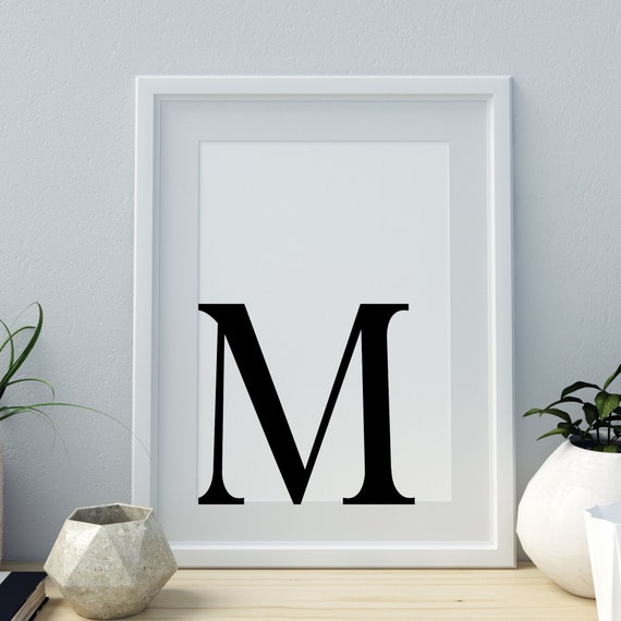 Letter M Print Minimalist Letter Art Monogram Letter Print Initial Alphabet Print Baby Letter Art Wall Art Home Decor