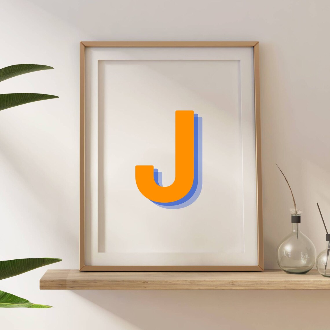 Retro 3D Letter J Monogram Alphabet Art Print - Image 5