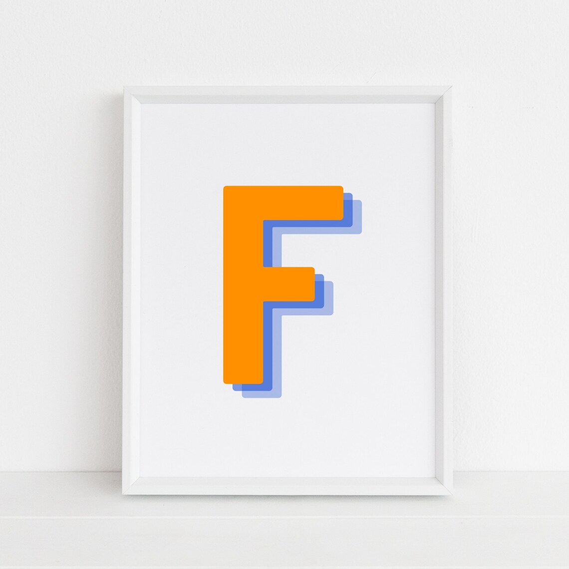 Retro 3D Letter F Monogram, Baby Letter Art
