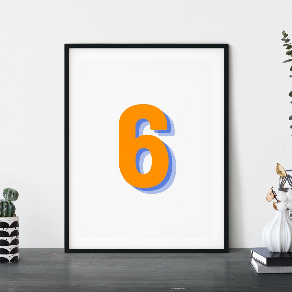 Retro 3D Number 6 Monogram, Birthday Age Poster - Image 2