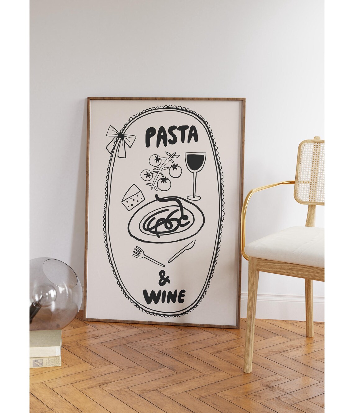 Pasta Wine Kitchen Quote Poster Art - Image 2
