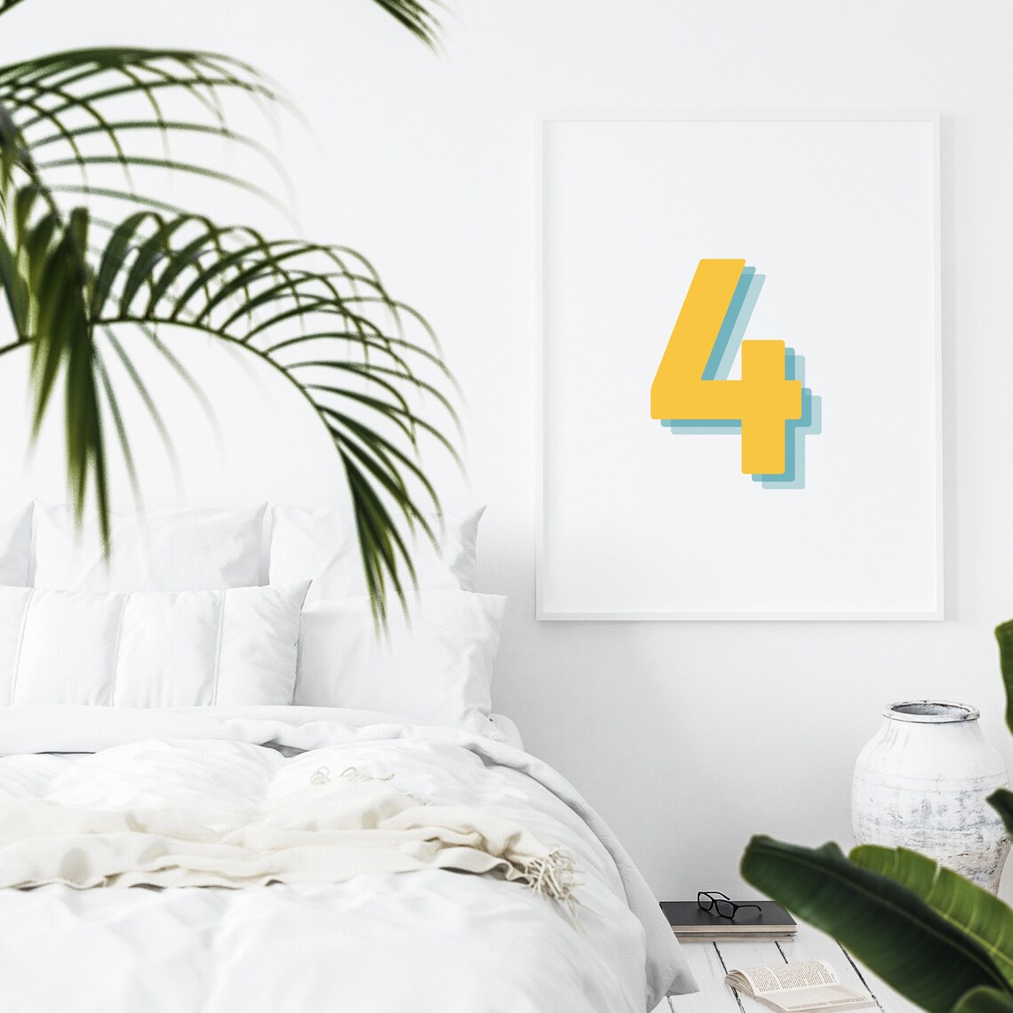 Retro 3D Number 4, Birthday Age Art Print - Image 3