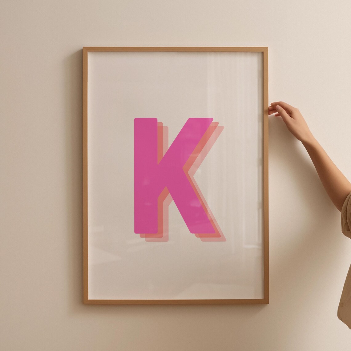 Retro 3D Letter K Poster, Baby Letter Art - Image 3