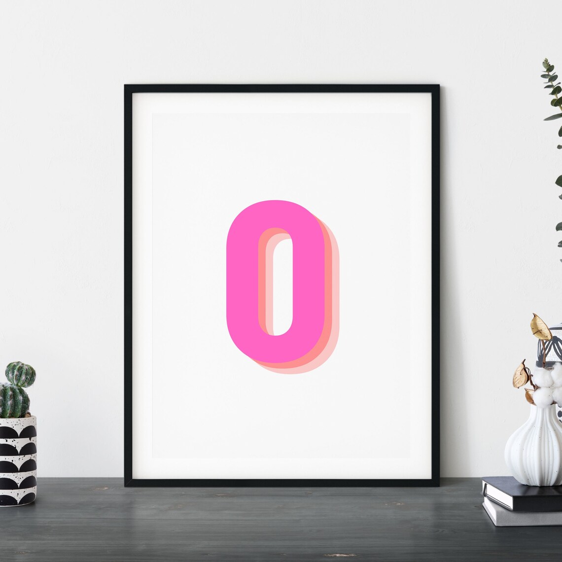 Retro 3D Number Zero, Monogram Birthday Age Art - Image 5