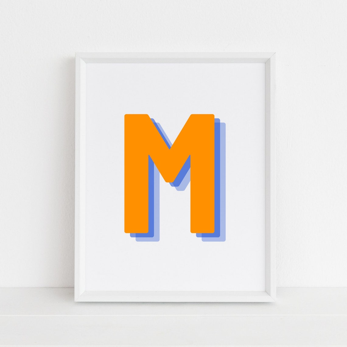 Retro 3D Letter M Monogram Poster Print