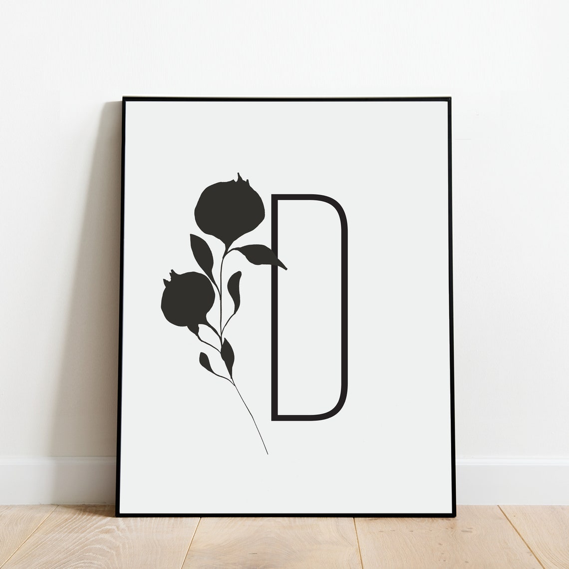 Monogram Letter D Black Foliage Botanical Initial Framed Art Print - Image 5