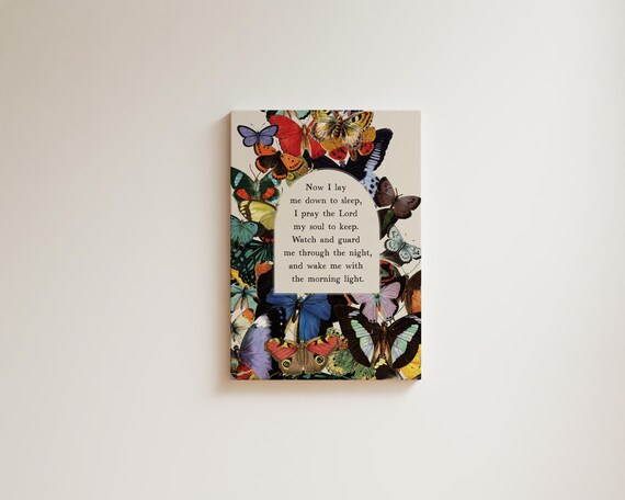 Now I Lay Me Down To Sleep Prayer Butterfly Border Canvas Poster