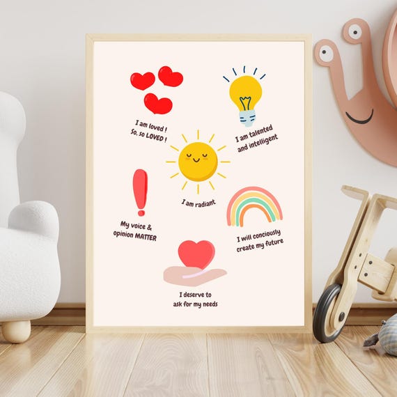 Wall Art Cute Daily Reminders Affirmations For Kids Room