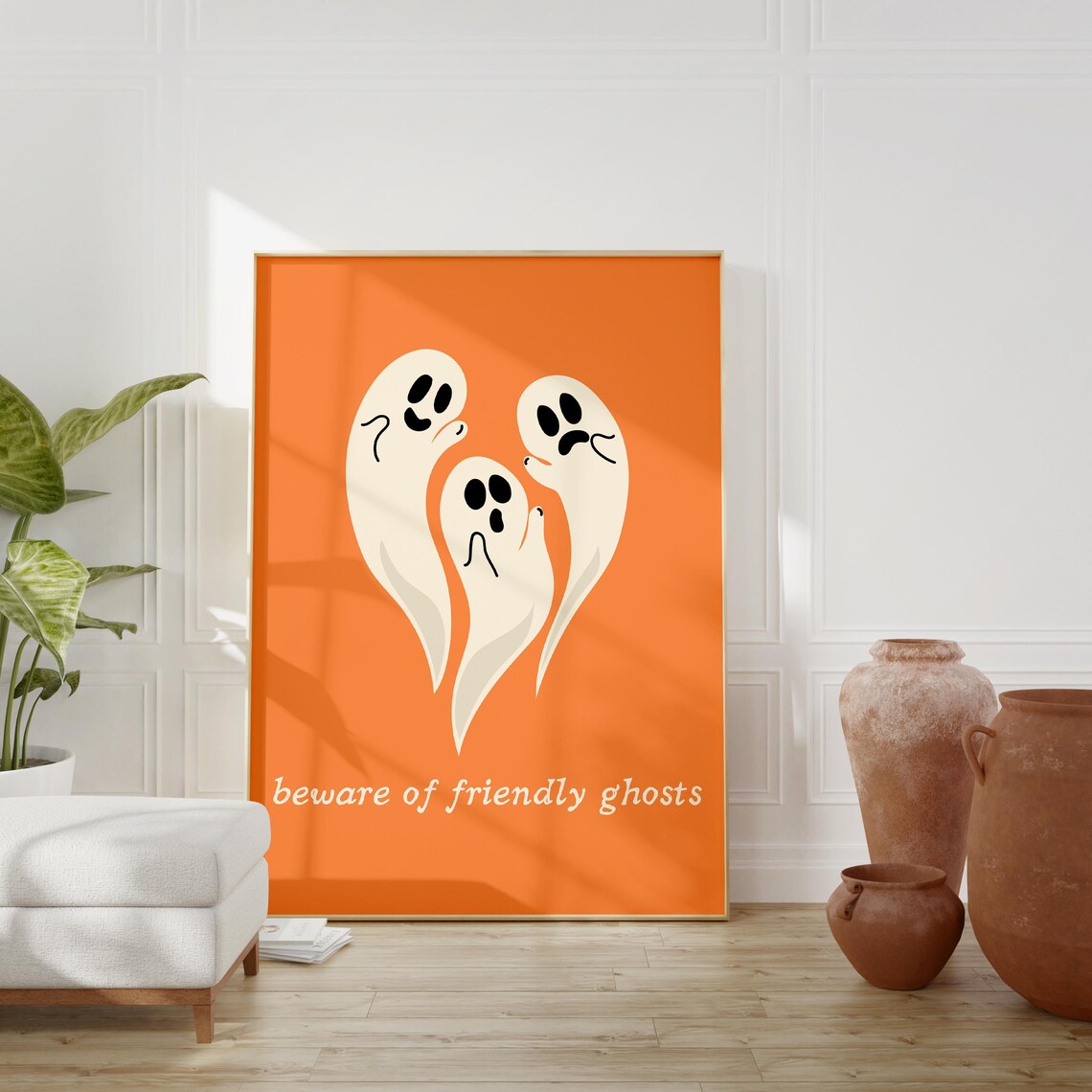 Beware Of Friendly Ghosts Minimalist Halloween Poster
