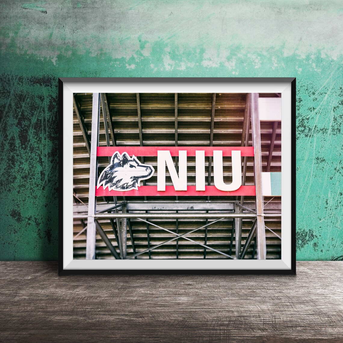 NIU Huskies Stadium Sign Northern Illinois University Sports Poster