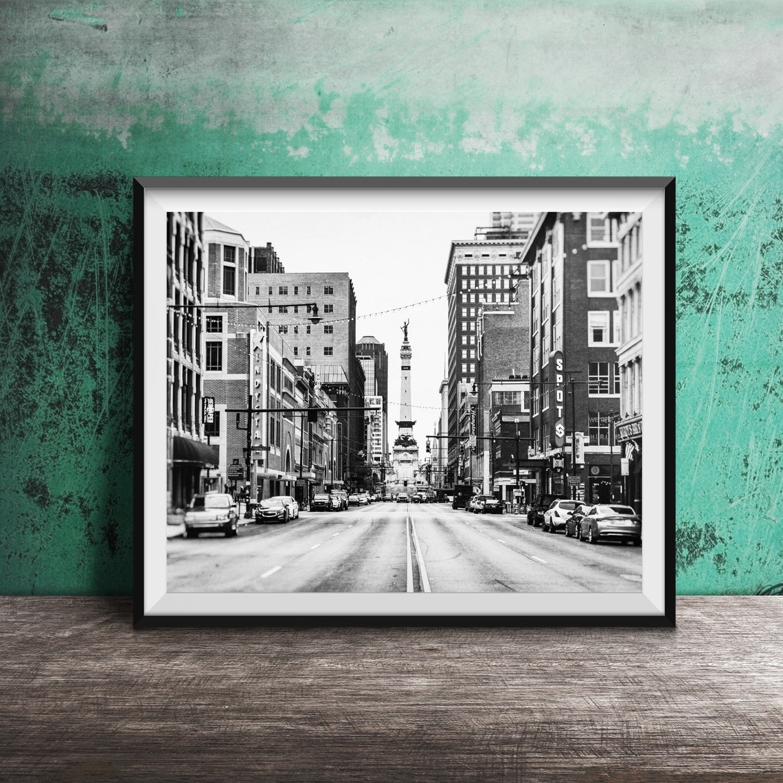Indianapolis Monument Circle Downtown Street Scene Photography Poster - Image 2