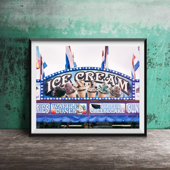 Ice Cream Unframed Photography Print Bright Colorful Kitchen Decor Carnival Circus Fun Fair Foods Waffle Cones