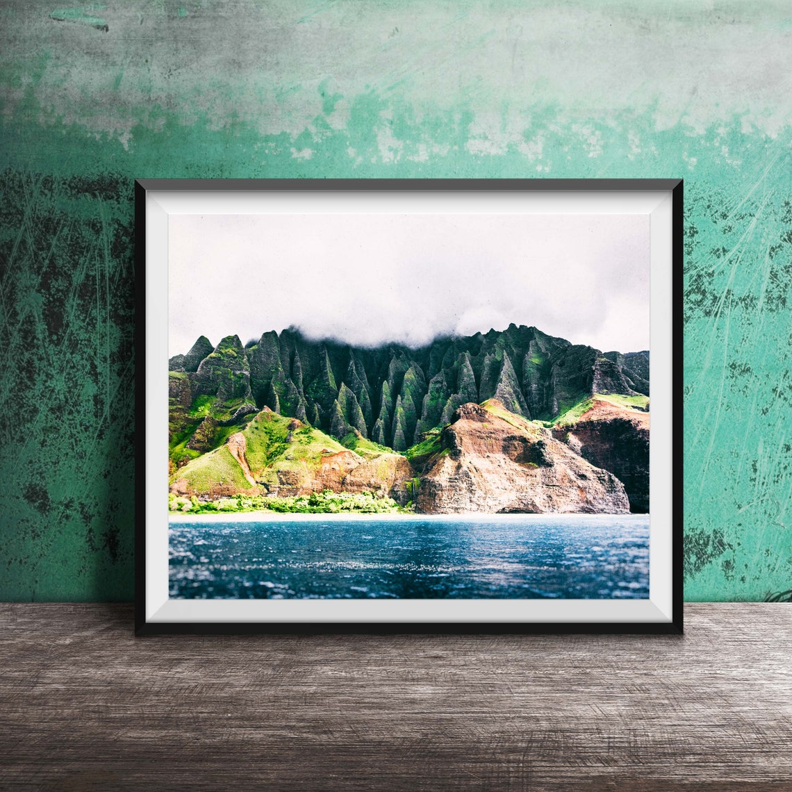 Napali Coast Kauai Hawaii Dramatic Emerald Cliffs Ocean View Poster