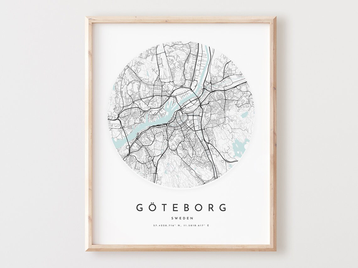 Goteborg Sweden Circular City Street Map Minimalist Decor Poster