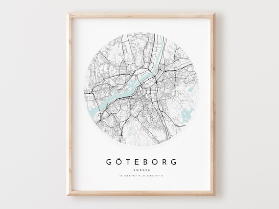 Gteborg Map Print Modern City Street Wall Art