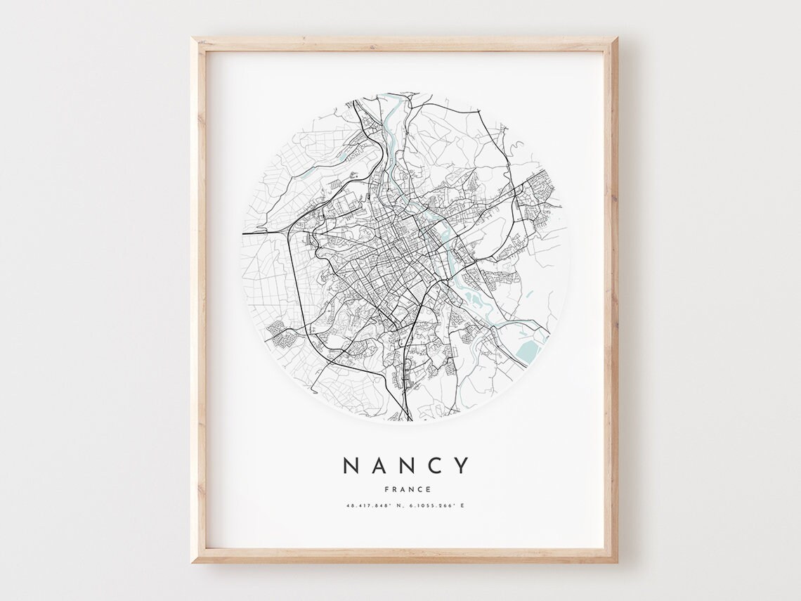 Nancy France Map Print Minimalist City Wall Art