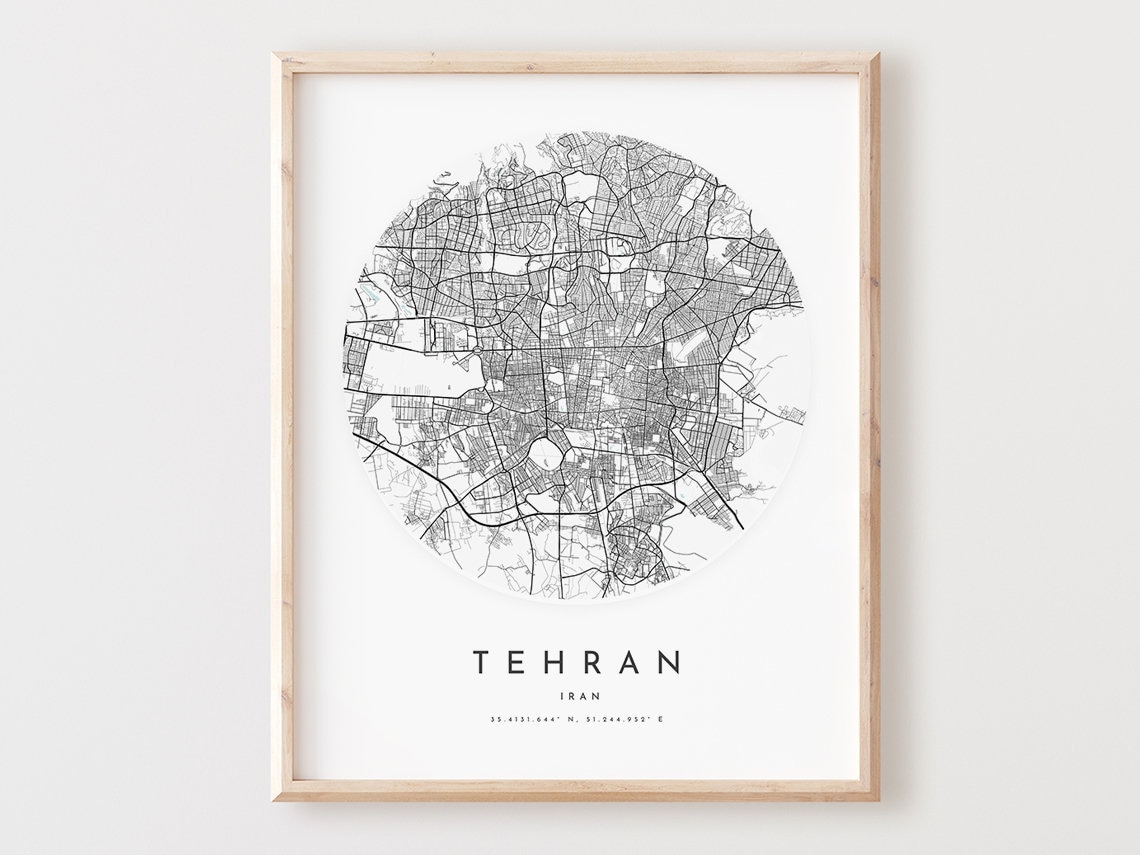 Tehran Map Print Modern City Street Poster