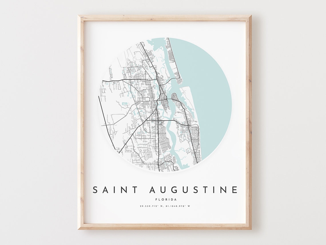 Saint Augustine Map Print, Florida Street Art