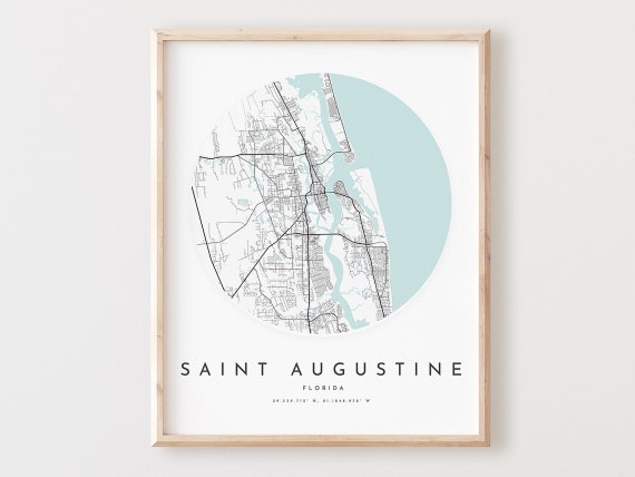 Saint Augustine Map Print, Florida Street Art