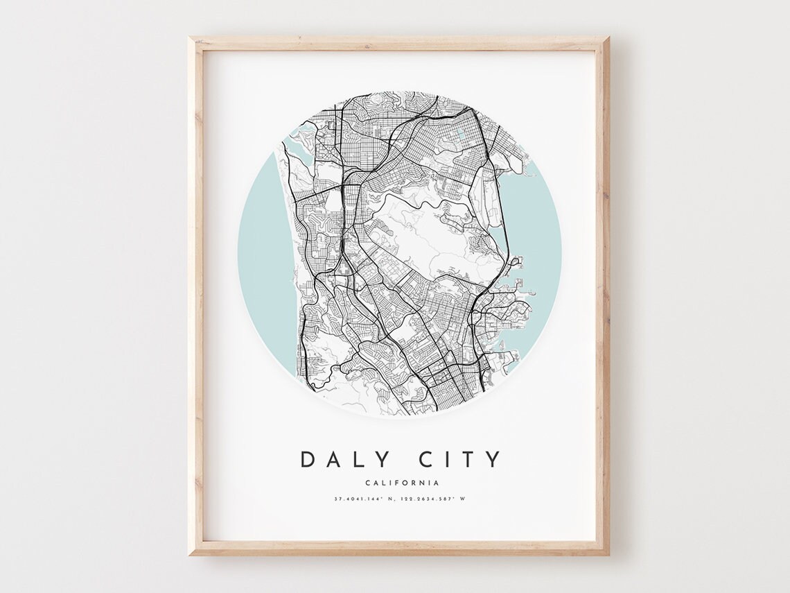 Daly City Map Art Print Road Poster