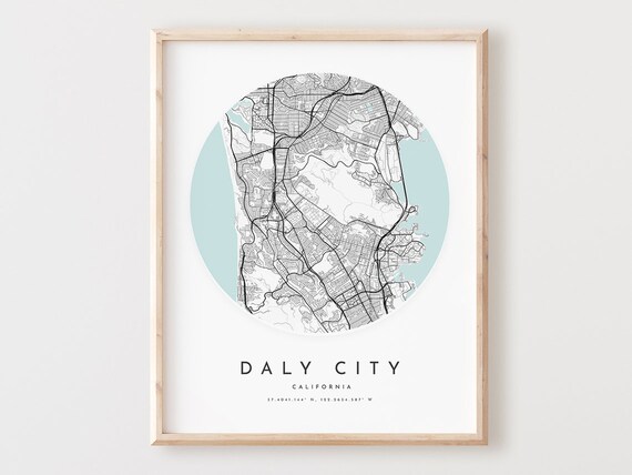 Daly City Map Art Print Road Poster