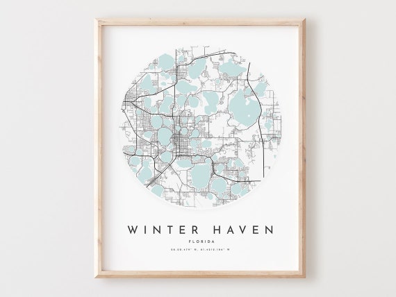 Winter Florida Map Print, City Street Art