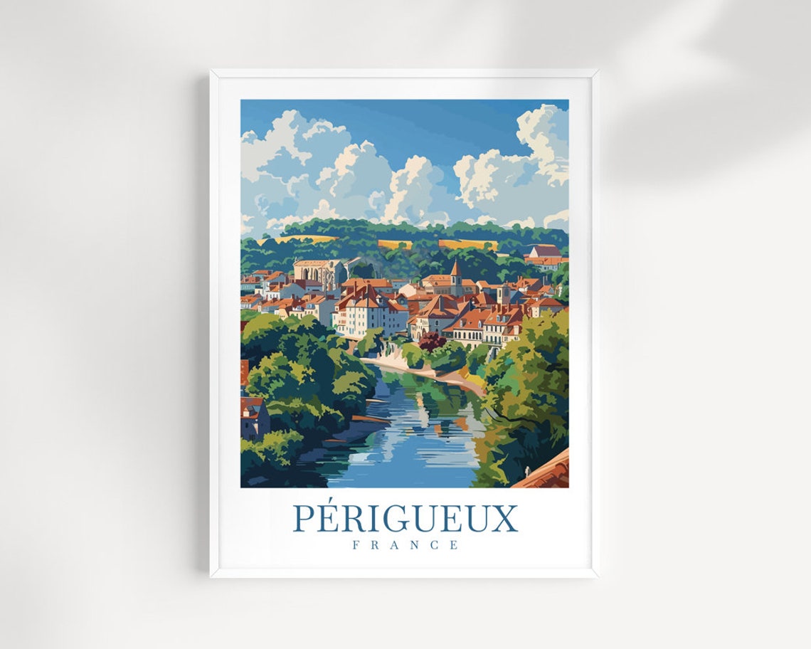 Prigueux Travel Print France Home Decor Cityscape Art Print Prigueux Wall Art Travel Enthusiast Gift Wall Hanging Prigueux France