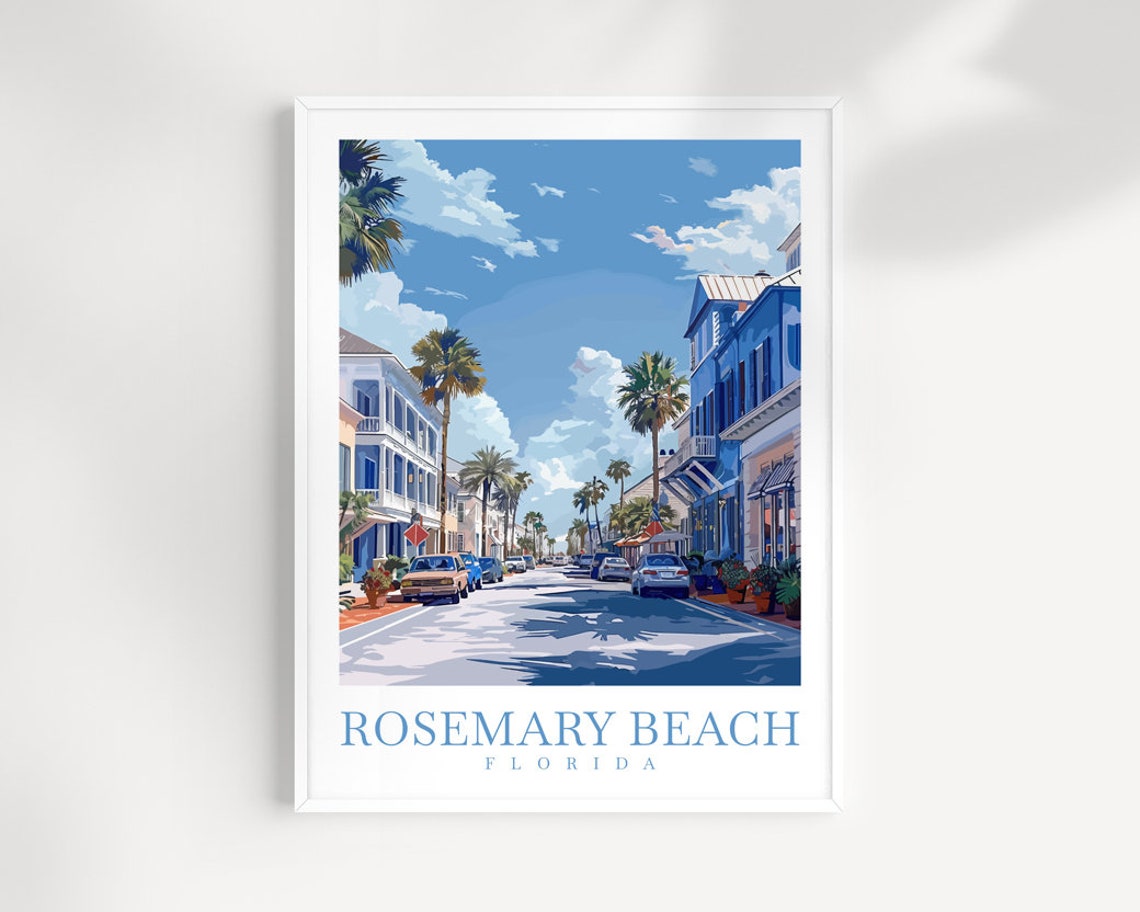 Rosemary Beach Florida Main Street Palms Shops Coastal Town Poster