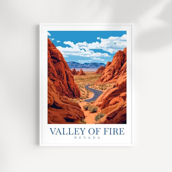 Valley Of Fire Nevada Desert Road Red Rock Canyon Landscape Art Poster