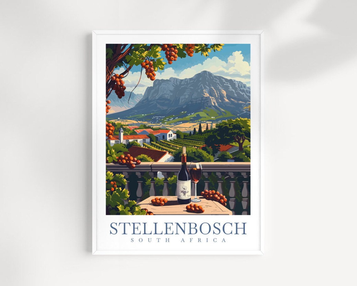 Stellenbosch Travel Print Wall Art South Africa Wall Hanging Home Dcor Stellenbosch Gift Art Lovers South Africa Art Print Stellenbosch Art