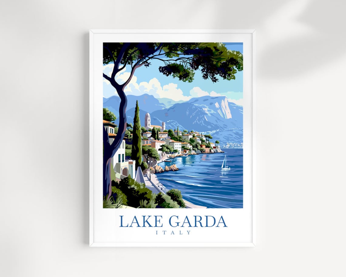 Lake Garda Travel Print Wall Art Italy Wall Hanging Home Decoration Lake Garda Gift Art Lovers Wall Art Print Lake Garda Italy Art Gift