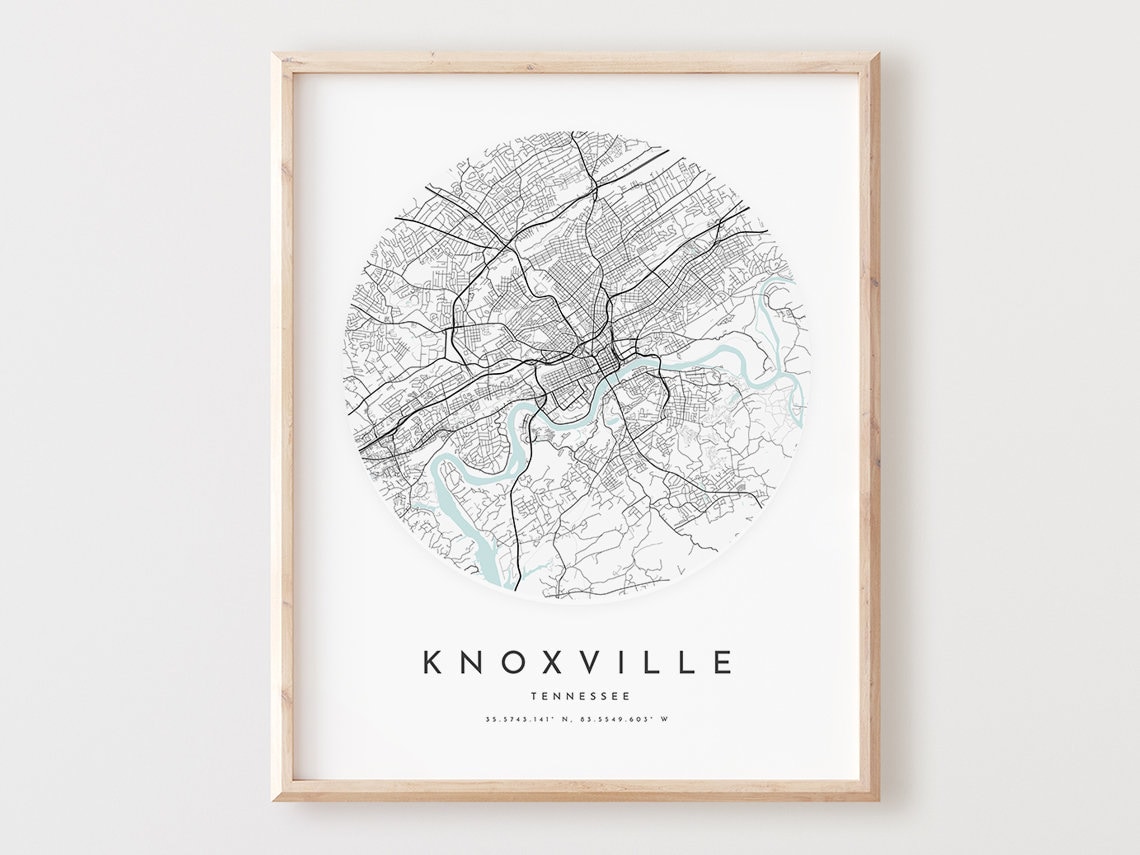 Knoxville Tennessee Minimalist City Map Round Street Poster Art
