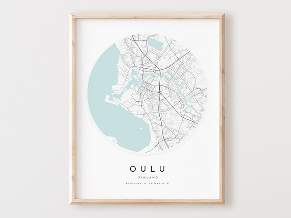 Oulu Map Print Minimalist City Street Wall Art