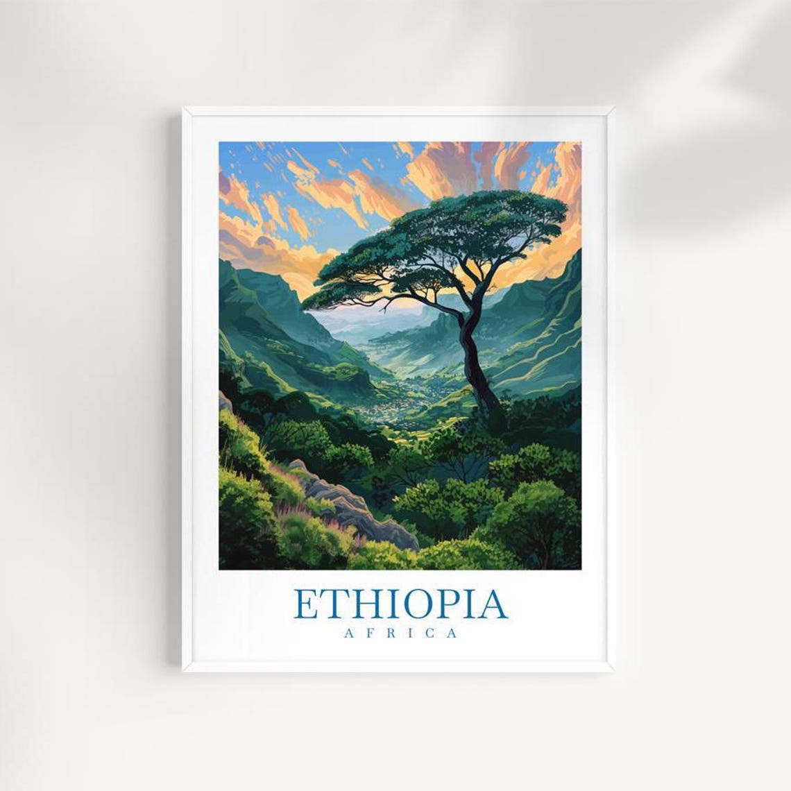 Ethiopia Travel Print East Africa Poster Wall Art Ethiopia Wall Hanging Home Dcor Ethiopia Gift Art Lovers Wall Art Ethiopia Travel Print